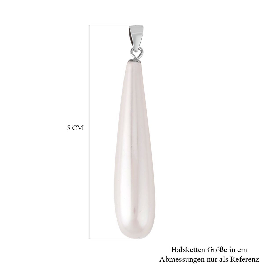 2er Set - Weiße Muschelkernperle Anhänger und Ohrringe Schmuckset, 925 Silber rhodiniert, Regentropfen