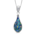 Mosaik Opal und Zirkon Anhänger mit 45cm Kette - 1,04 ct.