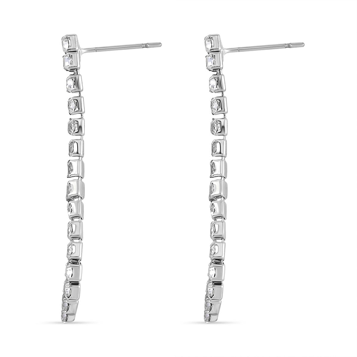 2er Set - Weißer Kristall Ohrringe und Halskette Schmuckset, silberfarben
