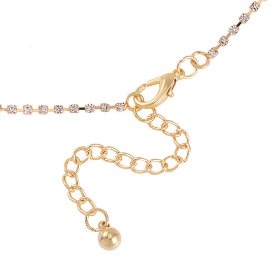 2er Set - Weißer Kristall Ohrringe und Halskette Schmuckset, goldfarben