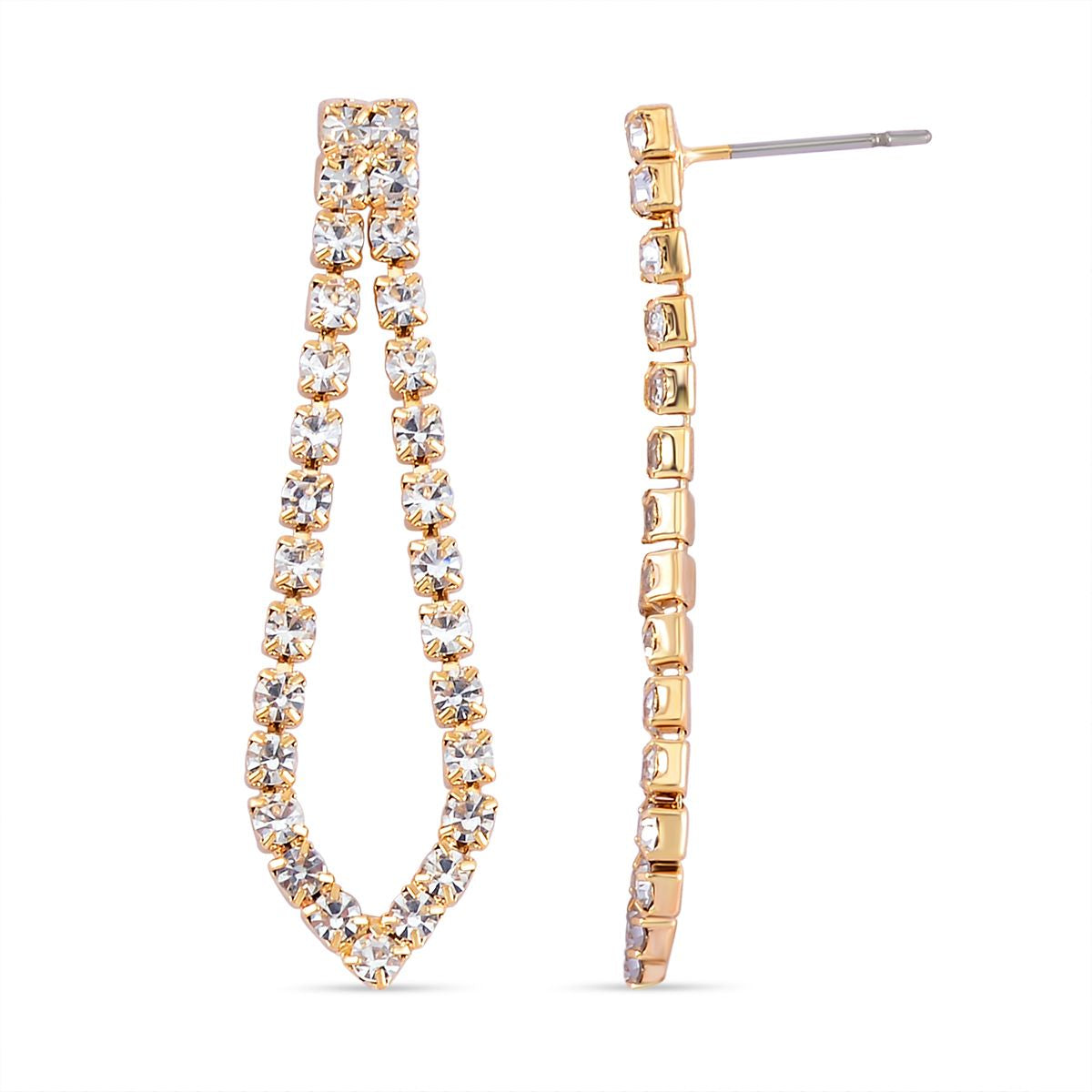 2er Set - Weißer Kristall Ohrringe und Halskette Schmuckset, goldfarben