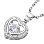 Weißer Zirkonia im herzförmigem Anhänger mit Kette, 925 Silber rhodiniert und Edelstahl, ca. 1,02 ct