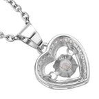 Weißer Zirkonia im herzförmigem Anhänger mit Kette, 925 Silber rhodiniert und Edelstahl, ca. 1,02 ct