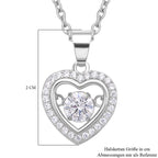 Weißer Zirkonia im herzförmigem Anhänger mit Kette, 925 Silber rhodiniert und Edelstahl, ca. 1,02 ct