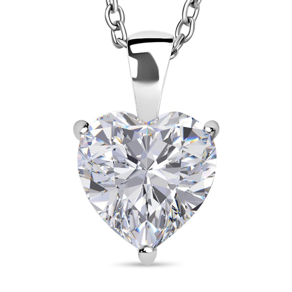 Weißer Zirkonia Herz Anhänger mit Kette, 925 Silber rhodiniert und Edelstahl ca. 5.65 ct