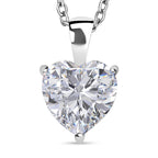 Weißer Zirkonia Herz Anhänger mit Kette, 925 Silber rhodiniert und Edelstahl ca. 5.65 ct