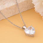 Weißer Zirkonia Herz Anhänger mit Kette, 925 Silber rhodiniert und Edelstahl ca. 5.65 ct