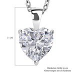 Weißer Zirkonia Herz Anhänger mit Kette, 925 Silber rhodiniert und Edelstahl ca. 5.65 ct