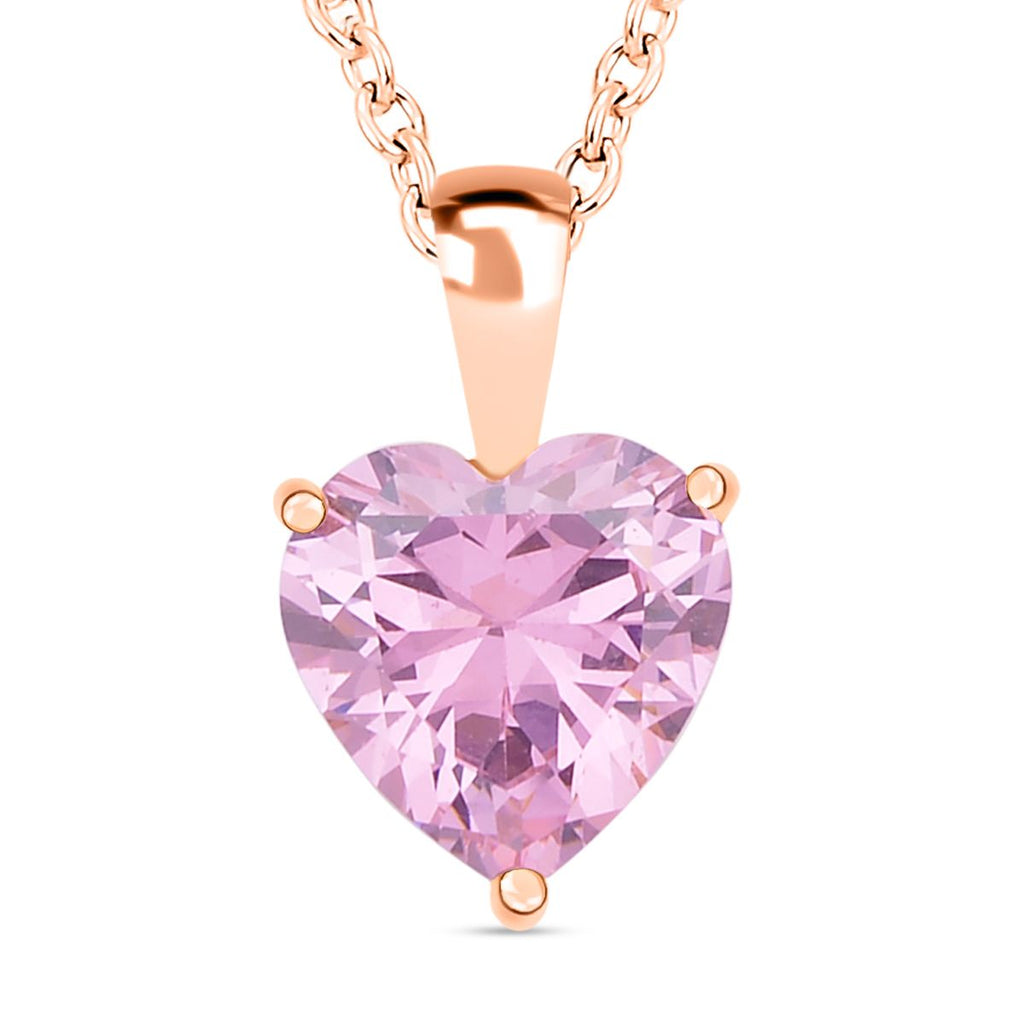 Rosa Zirkonia Herz Anhänger mit Kette,, 925 Silber und Edelstahl, ca., rosévergoldet 5.65 ct