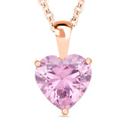 Rosa Zirkonia Herz Anhänger mit Kette,, 925 Silber und Edelstahl, ca., rosévergoldet 5.65 ct