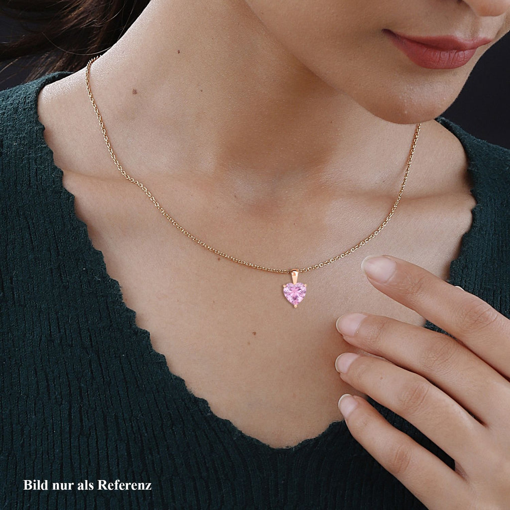 Rosa Zirkonia Herz Anhänger mit Kette,, 925 Silber und Edelstahl, ca., rosévergoldet 5.65 ct