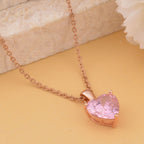 Rosa Zirkonia Herz Anhänger mit Kette,, 925 Silber und Edelstahl, ca., rosévergoldet 5.65 ct