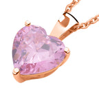 Rosa Zirkonia Herz Anhänger mit Kette,, 925 Silber und Edelstahl, ca., rosévergoldet 5.65 ct