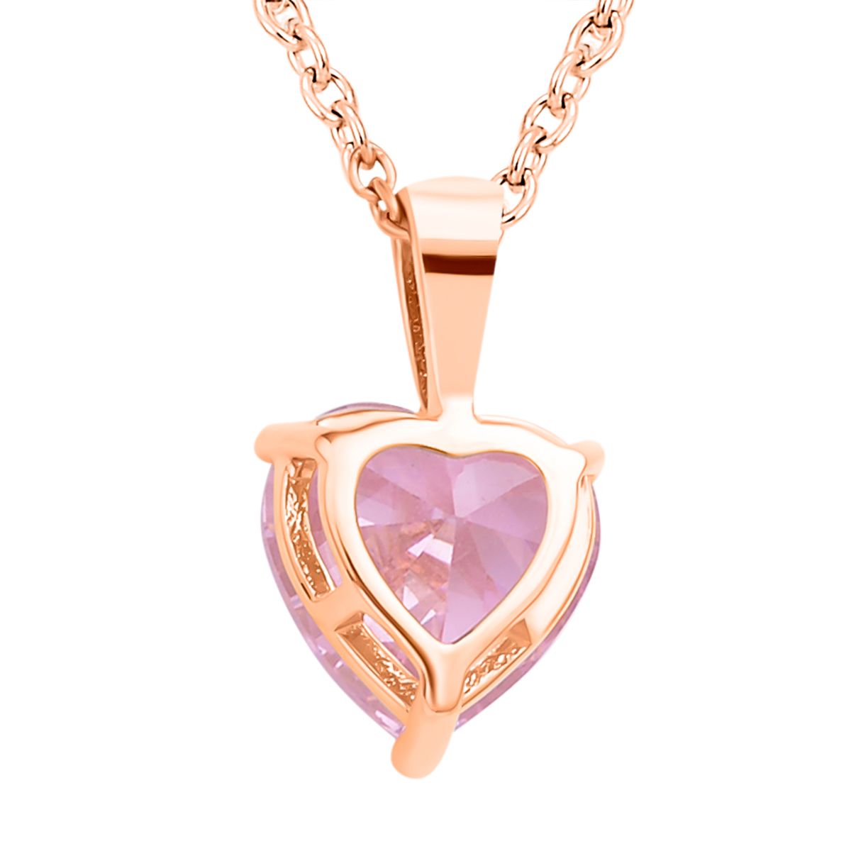 Rosa Zirkonia Herz Anhänger mit Kette,, 925 Silber und Edelstahl, ca., rosévergoldet 5.65 ct