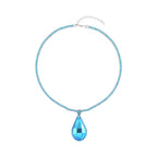 Kunsthandwerklicher Glas-Anhänger mit Kette, blau