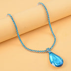 Kunsthandwerklicher Glas-Anhänger mit Kette, blau