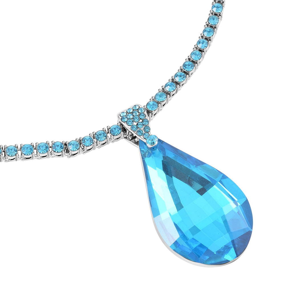 Kunsthandwerklicher Glas-Anhänger mit Kette, blau
