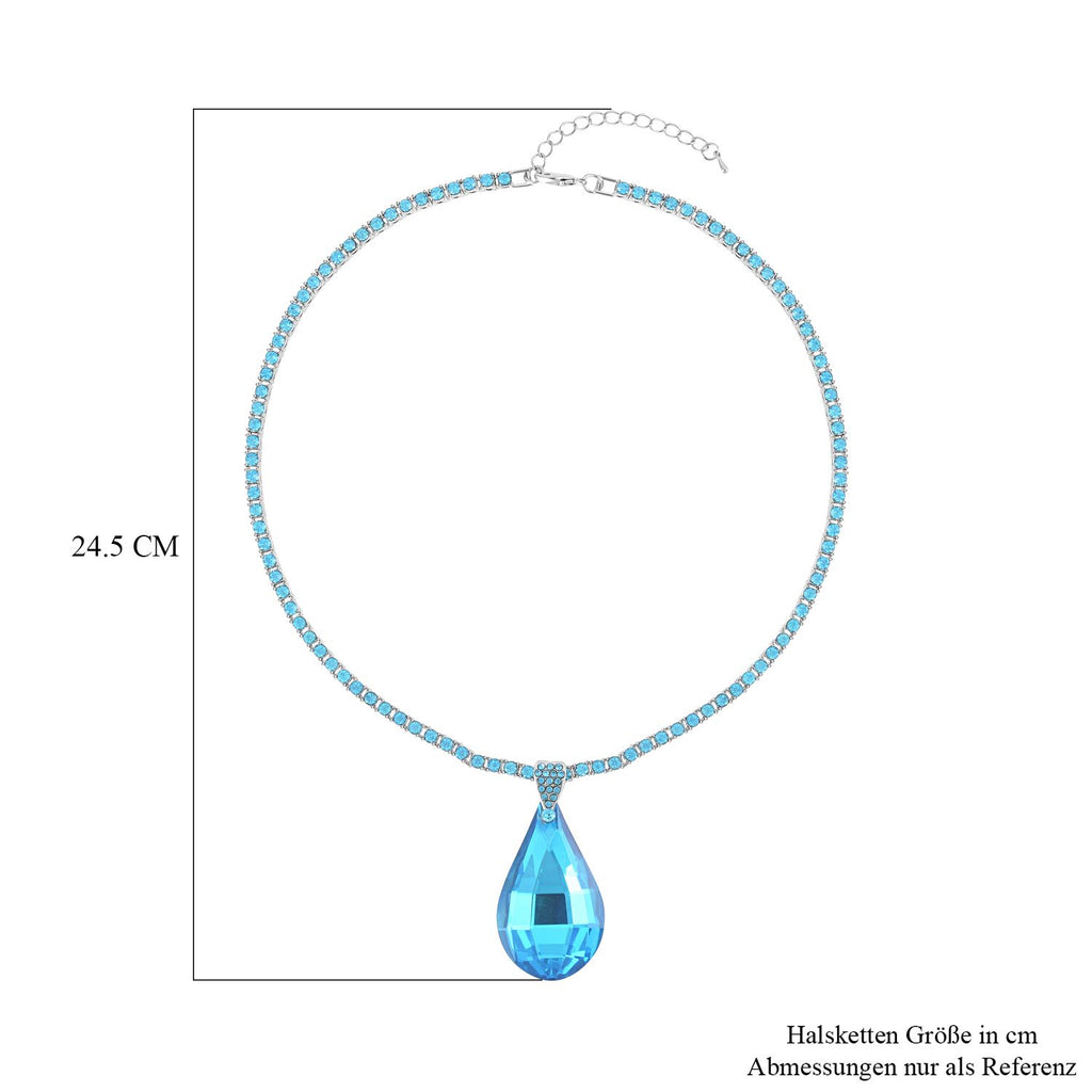 Kunsthandwerklicher Glas-Anhänger mit Kette, blau