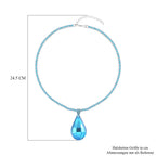 Kunsthandwerklicher Glas-Anhänger mit Kette, blau