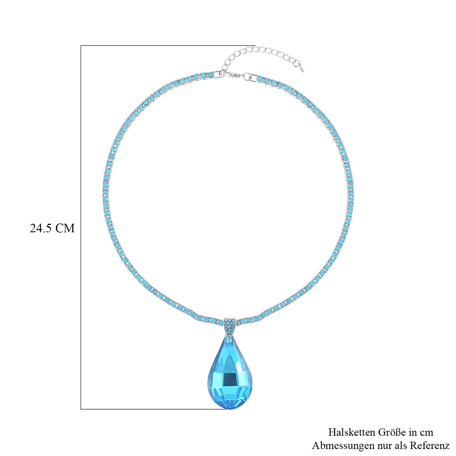 Kunsthandwerklicher Glas-Anhänger mit Kette, blau
