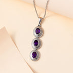 Afrikanischer Amethyst Anhänger mit Kette, Edelstahl, ca. 2.25 ct