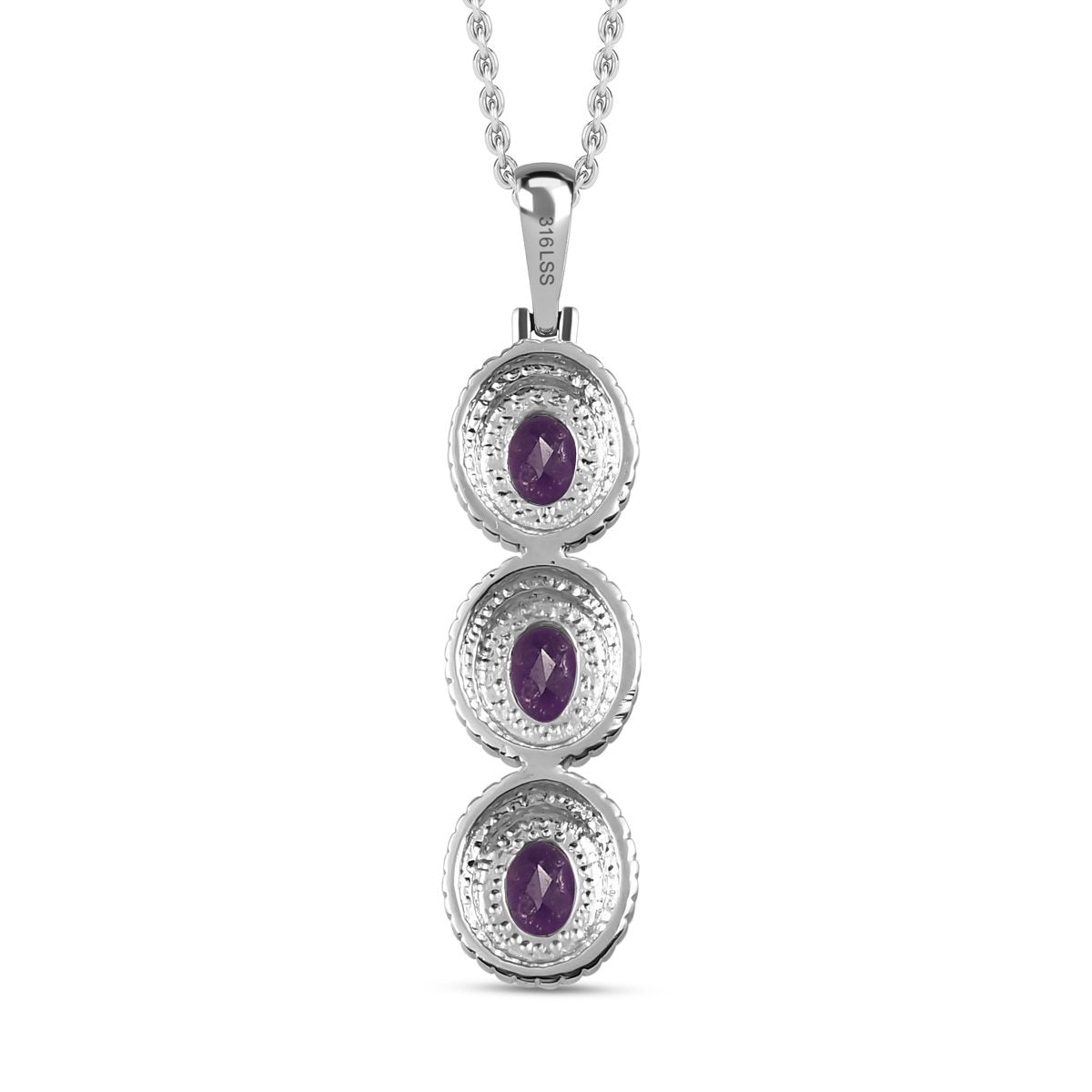Afrikanischer Amethyst Anhänger mit Kette, Edelstahl, ca. 2.25 ct