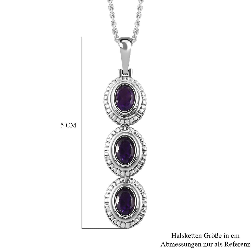 Afrikanischer Amethyst Anhänger mit Kette, Edelstahl, ca. 2.25 ct