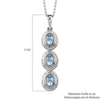 Himmelblauer Topas Anhänger mit Kette, Edelstahl ca. 2.25 ct