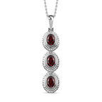 Roter Granat Anhänger mit Kette im Schmuckset, Edelstahl ca. 2,25 ct