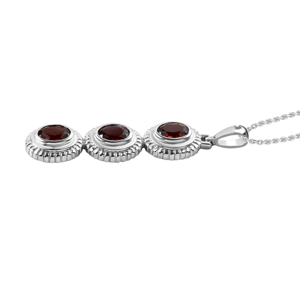 Roter Granat Anhänger mit Kette im Schmuckset, Edelstahl ca. 2,25 ct