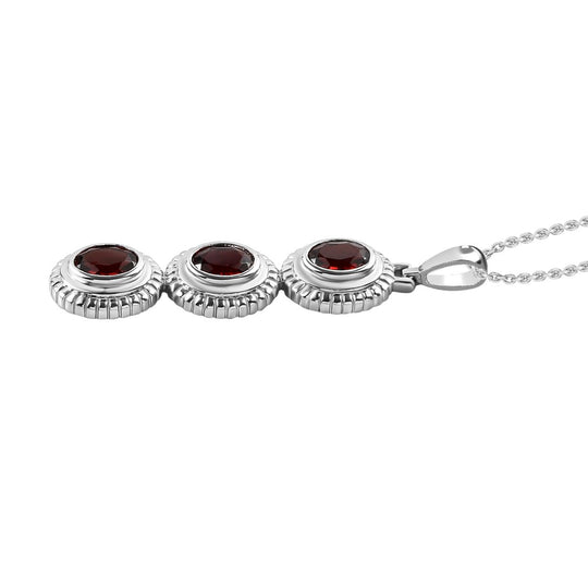 Roter Granat Anhänger mit Kette im Schmuckset, Edelstahl ca. 2,25 ct
