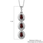 Roter Granat Anhänger mit Kette im Schmuckset, Edelstahl ca. 2,25 ct