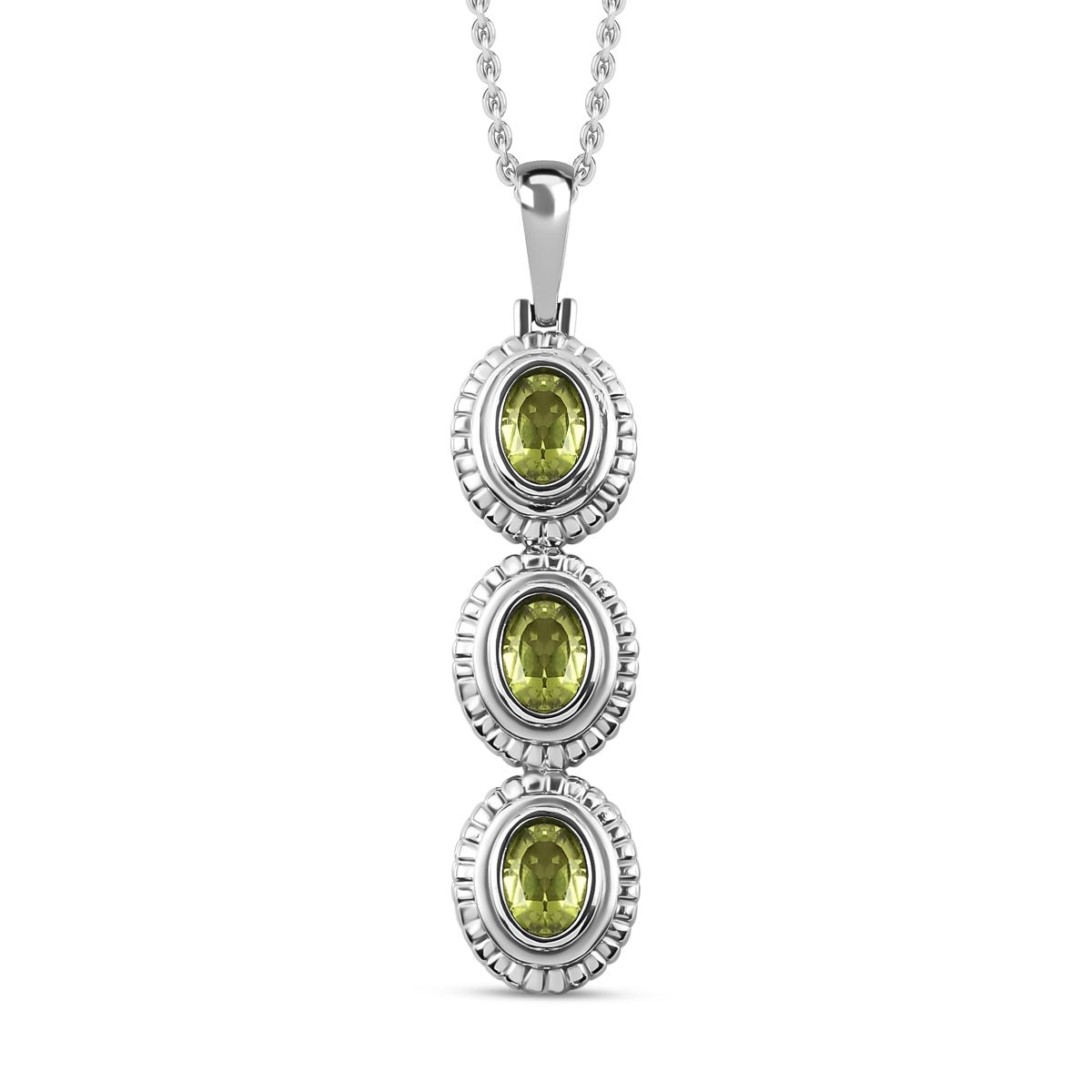 Natürlicher Peridot Anhänger mit Kette, Edelstahl, ca. 2.25 ct