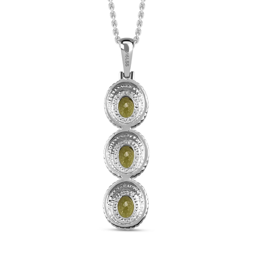 Natürlicher Peridot Anhänger mit Kette, Edelstahl, ca. 2.25 ct
