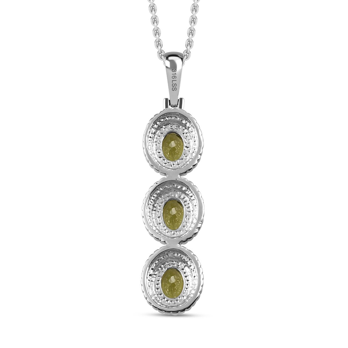 Natürlicher Peridot Anhänger mit Kette, Edelstahl, ca. 2.25 ct