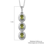 Natürlicher Peridot Anhänger mit Kette, Edelstahl, ca. 2.25 ct