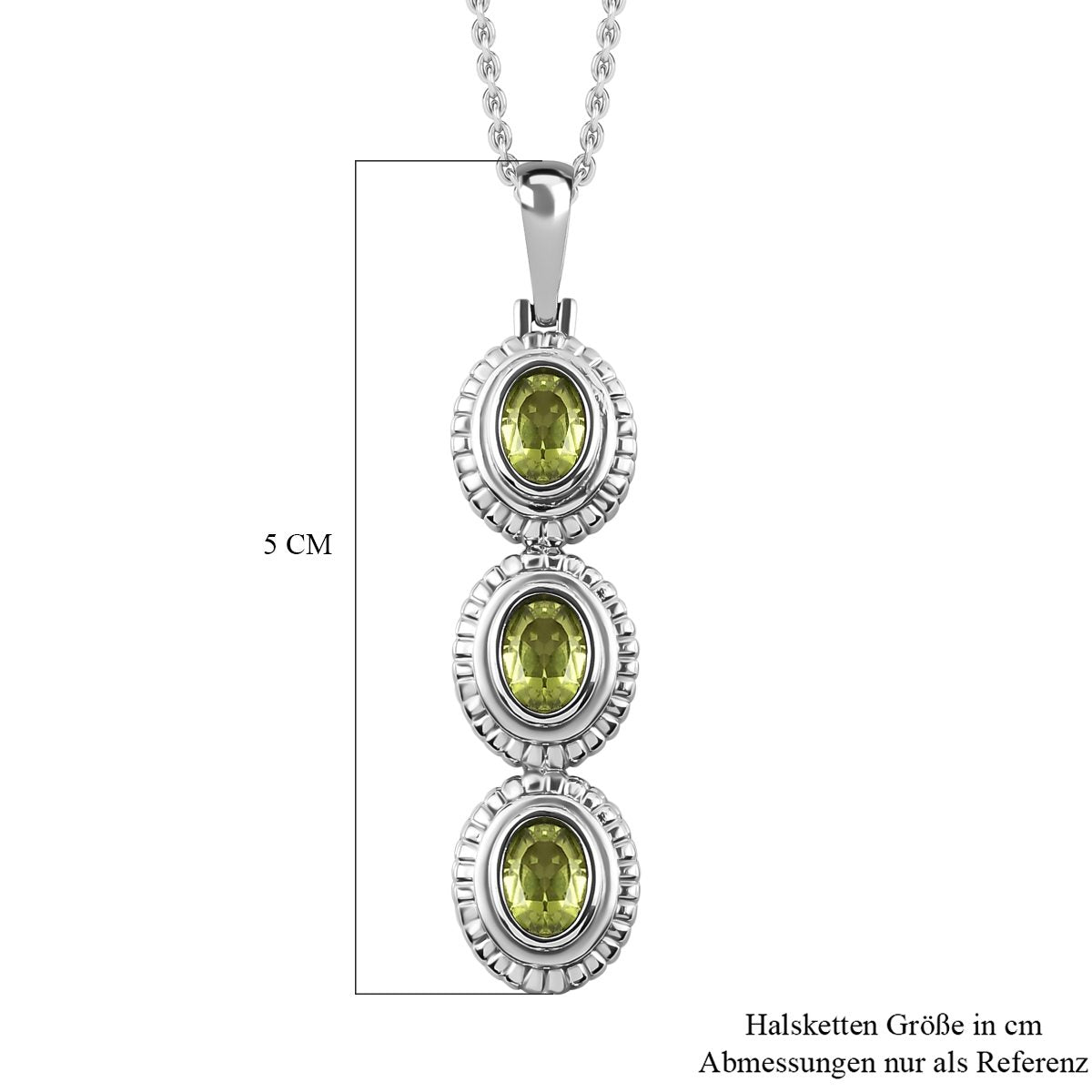 Natürlicher Peridot Anhänger mit Kette, Edelstahl, ca. 2.25 ct