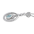 Espirito Santo Aquamarin und weißer Zirkon Anhänger mit Kette , 925 Silber platiniert ca. 1.31 ct