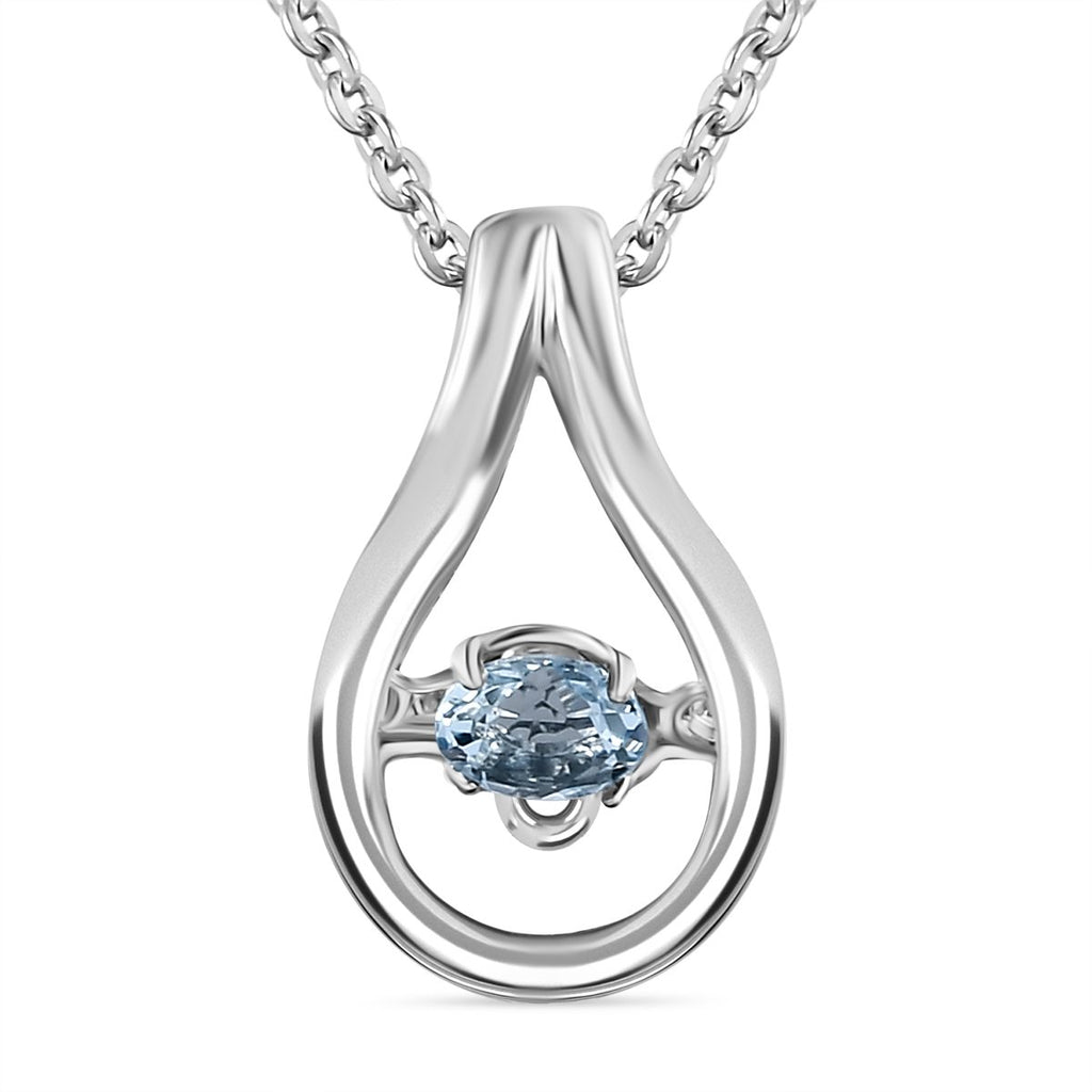 Santamaria Aquamarin Anhänger mit Kette im Schmuckset, 925 Silber platiniert ca. 0.15 ct