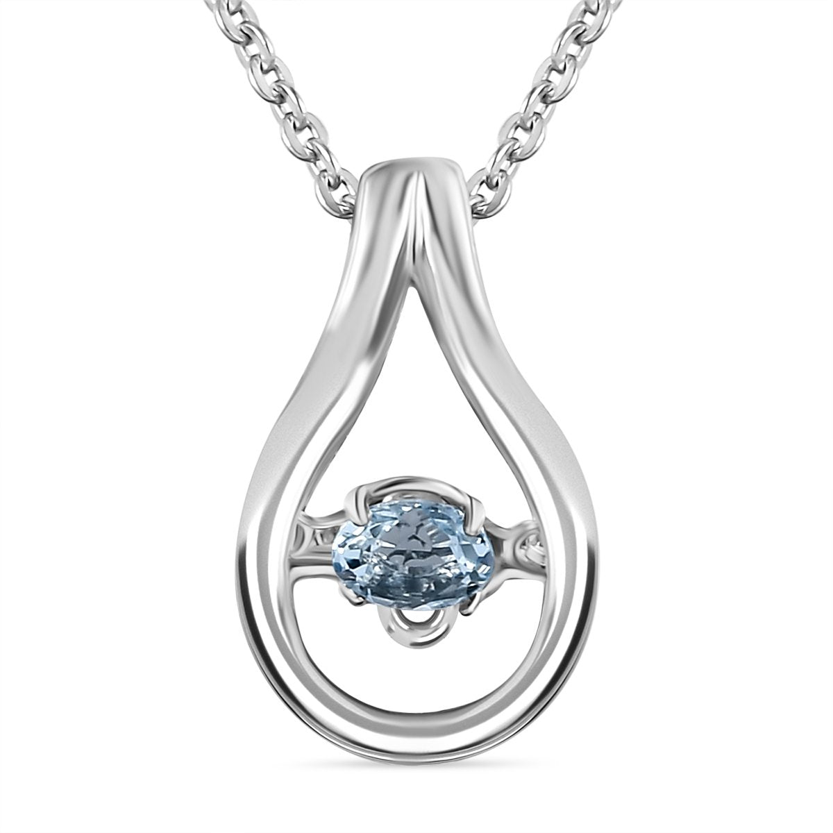 Santamaria Aquamarin Anhänger mit Kette im Schmuckset, 925 Silber platiniert ca. 0.15 ct