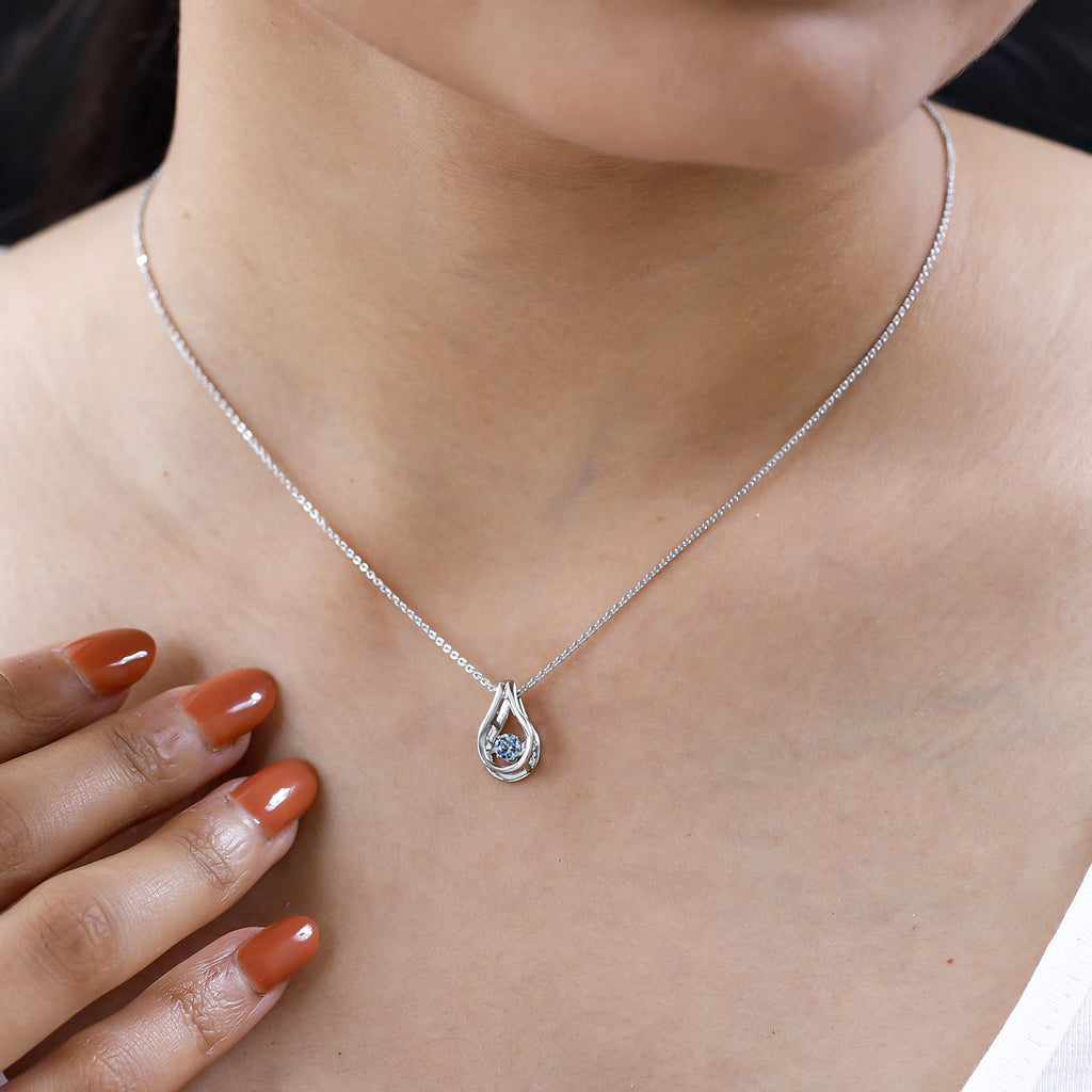 Santamaria Aquamarin Anhänger mit Kette im Schmuckset, 925 Silber platiniert ca. 0.15 ct