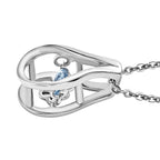 Santamaria Aquamarin Anhänger mit Kette im Schmuckset, 925 Silber platiniert ca. 0.15 ct