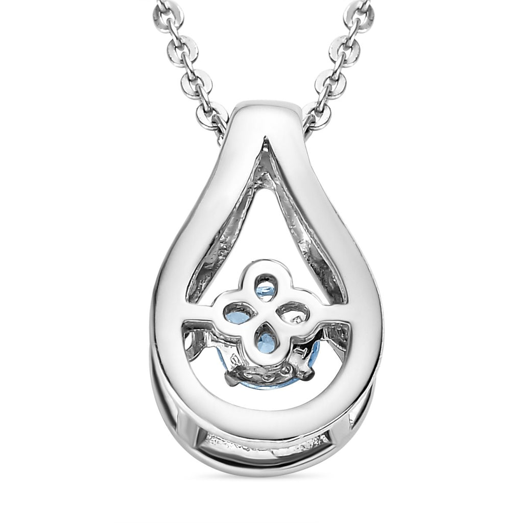 Santamaria Aquamarin Anhänger mit Kette im Schmuckset, 925 Silber platiniert ca. 0.15 ct