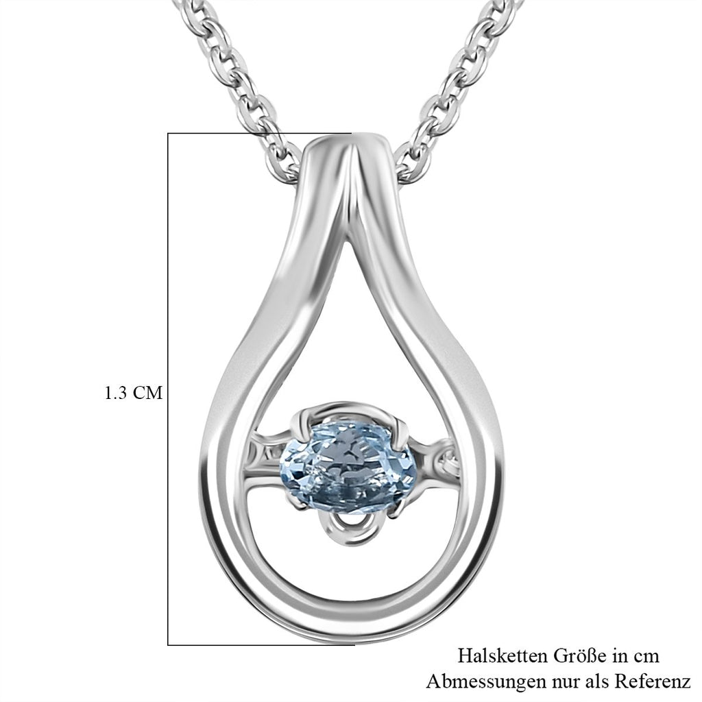 Santamaria Aquamarin Anhänger mit Kette im Schmuckset, 925 Silber platiniert ca. 0.15 ct