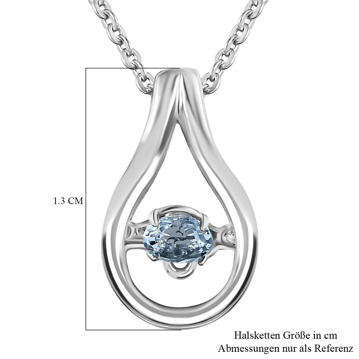 Santamaria Aquamarin Anhänger mit Kette im Schmuckset, 925 Silber platiniert ca. 0.15 ct