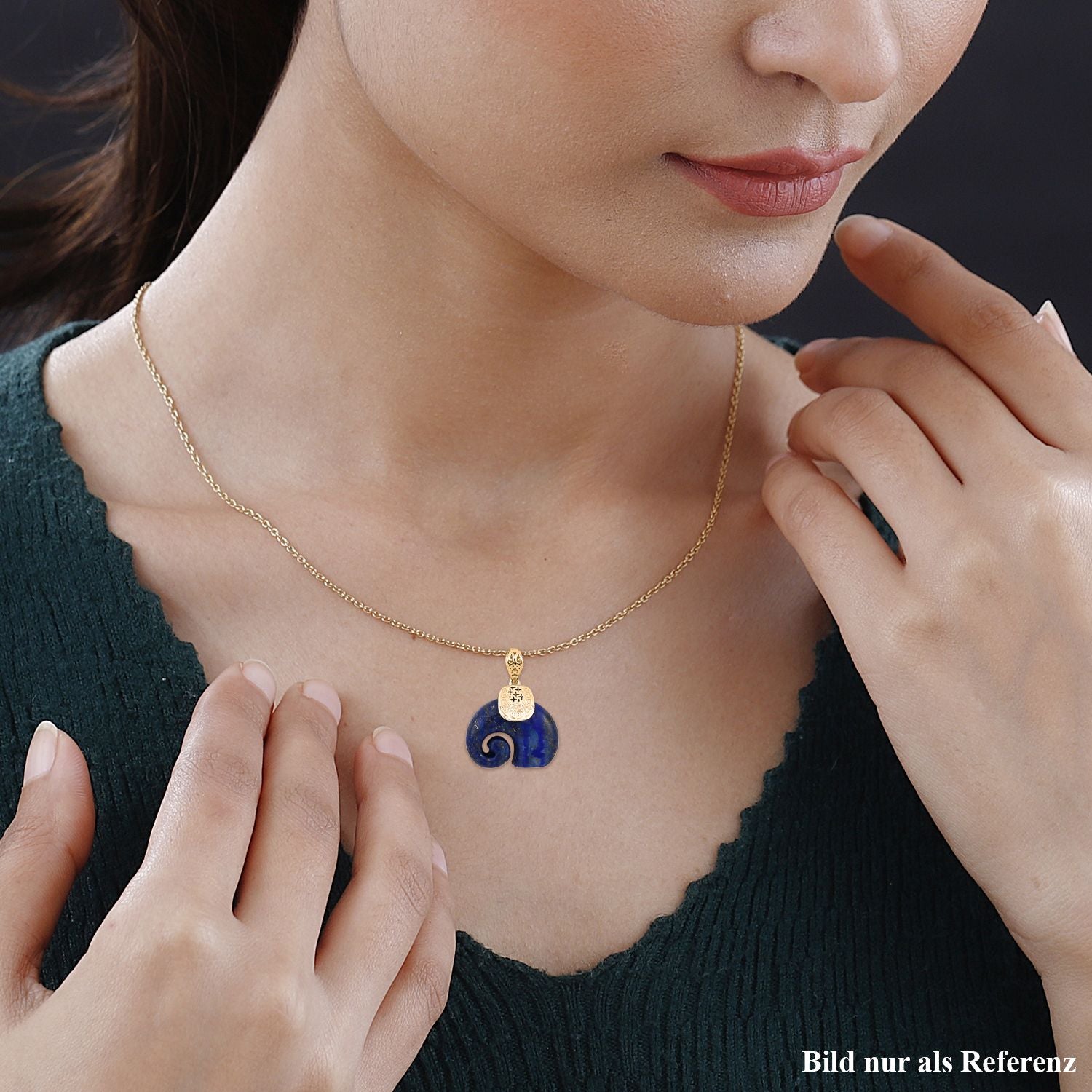 Lapislazuli Anhänger mit Kette, Edelstahl, ca., goldfarben 25.00 ct