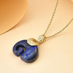 Lapislazuli Anhänger mit Kette, Edelstahl, ca., goldfarben 25.00 ct