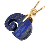 Lapislazuli Anhänger mit Kette, Edelstahl, ca., goldfarben 25.00 ct