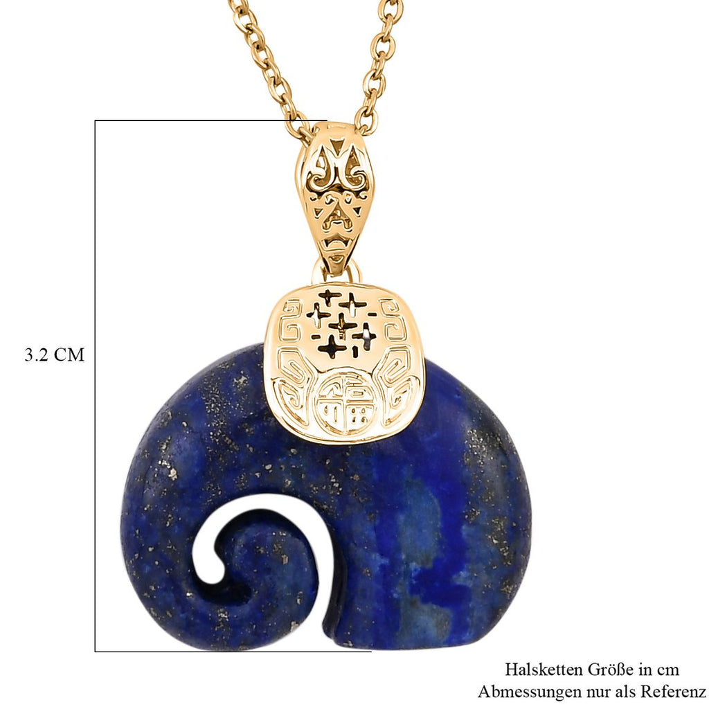 Lapislazuli Anhänger mit Kette, Edelstahl, ca., goldfarben 25.00 ct