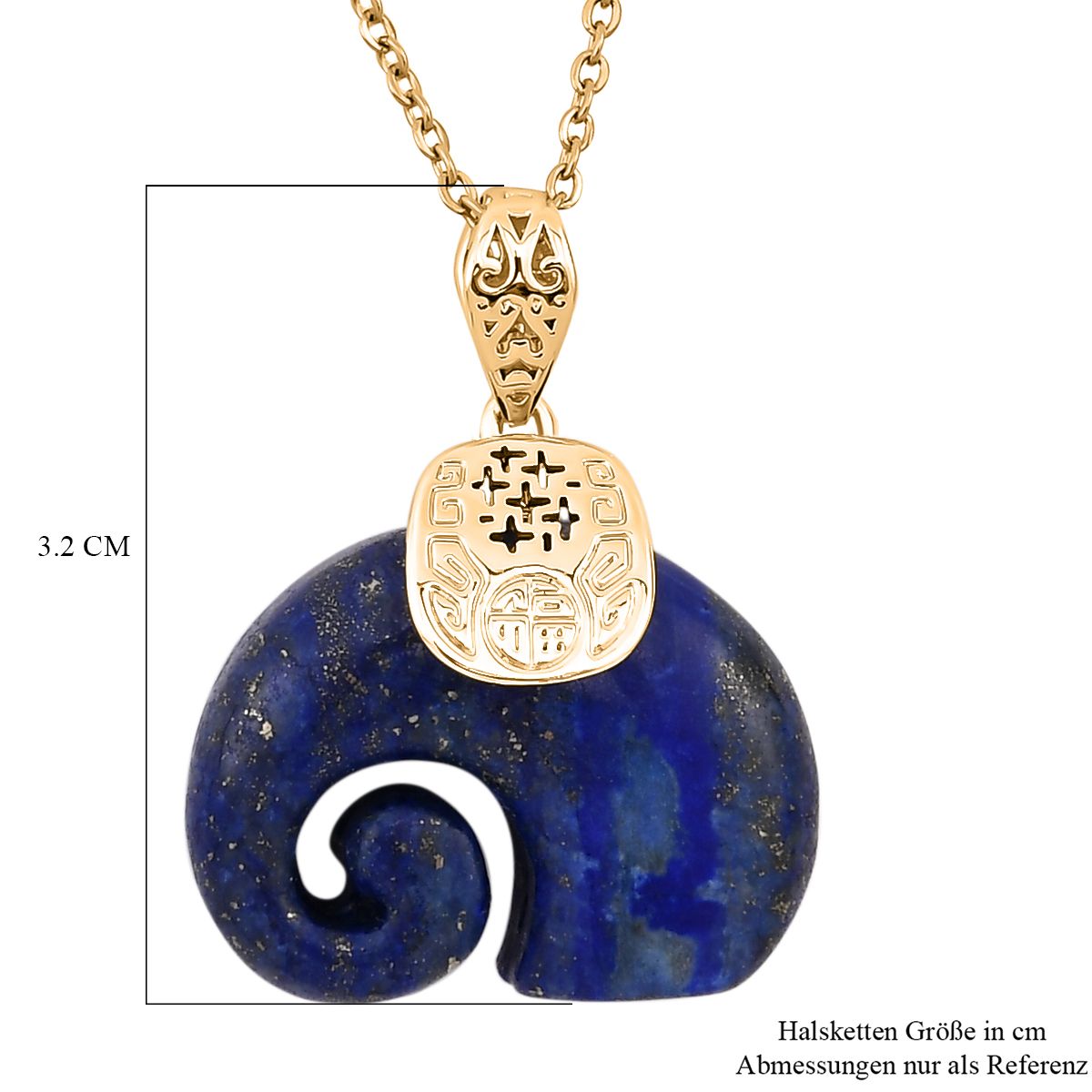 Lapislazuli Anhänger mit Kette, Edelstahl, ca., goldfarben 25.00 ct